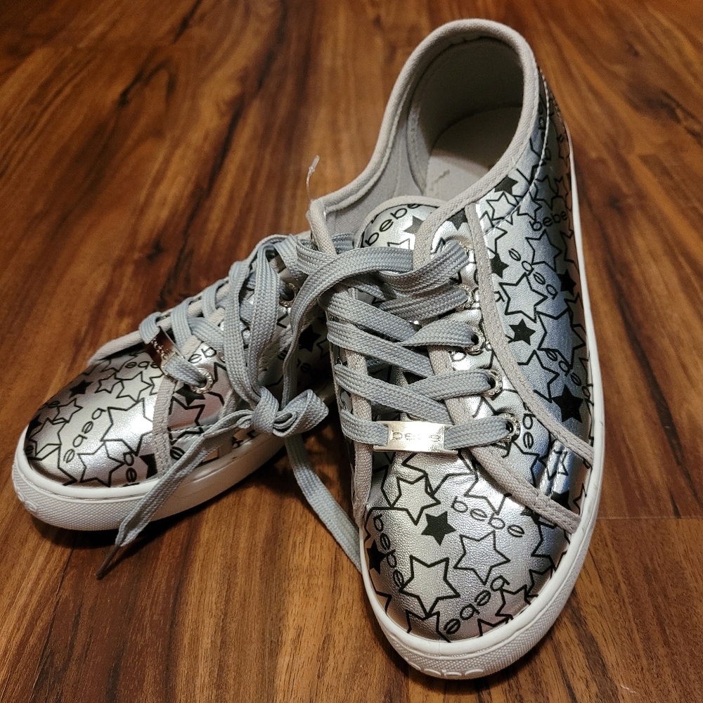 Bebe Daney Logo Silver & Black Sneakers